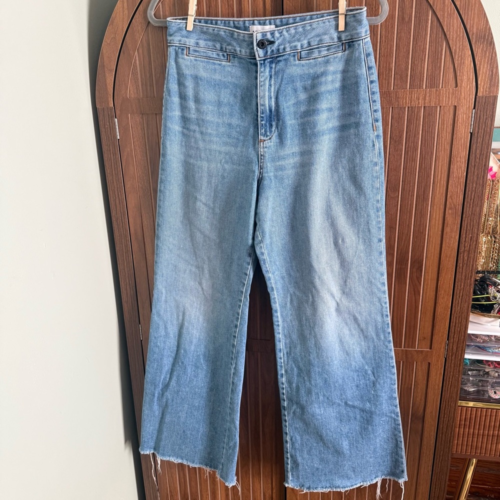 ASKK NY Brighton Crop Wide Leg Jeans High Rise Raw Hem US 29 - Picture 3 of 9